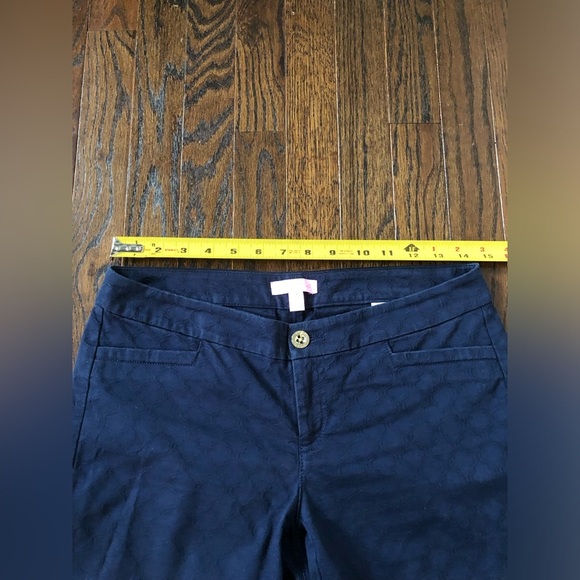 Lilly Pulitzer Women’s 2 Navy Blue Lattice Textured Skinny Ankle Pants - Picture 10 of 12